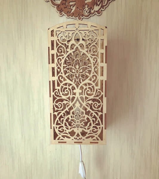 Laser Cut Wooden Wall Lamp Free Vector