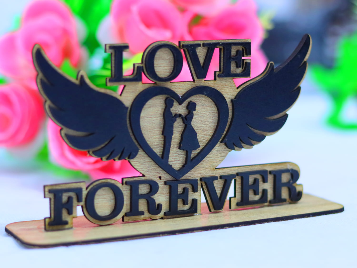 Laser Cut Love Forever Valentine’s Day Decor Free Vector