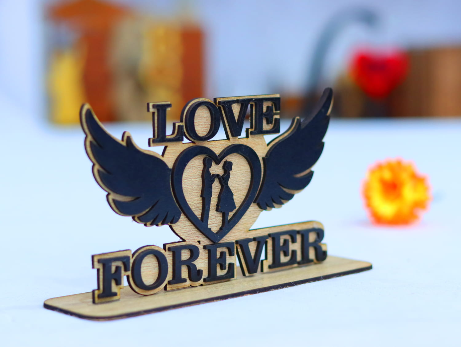 Laser Cut Love Forever Valentine’s Day Decor Free Vector