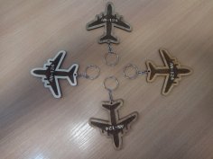 Laser Cut Engraved Airplane Keychain DXF File
