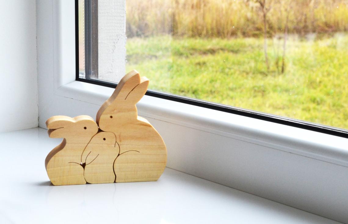 Download Laser Cut Wooden Bunny Puzzle Bunny Family Easter Kids Gift Toys Free Vector cdr Download - 3axis.co