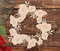 Laser Cut Engrave Floral Wreath Free Vector