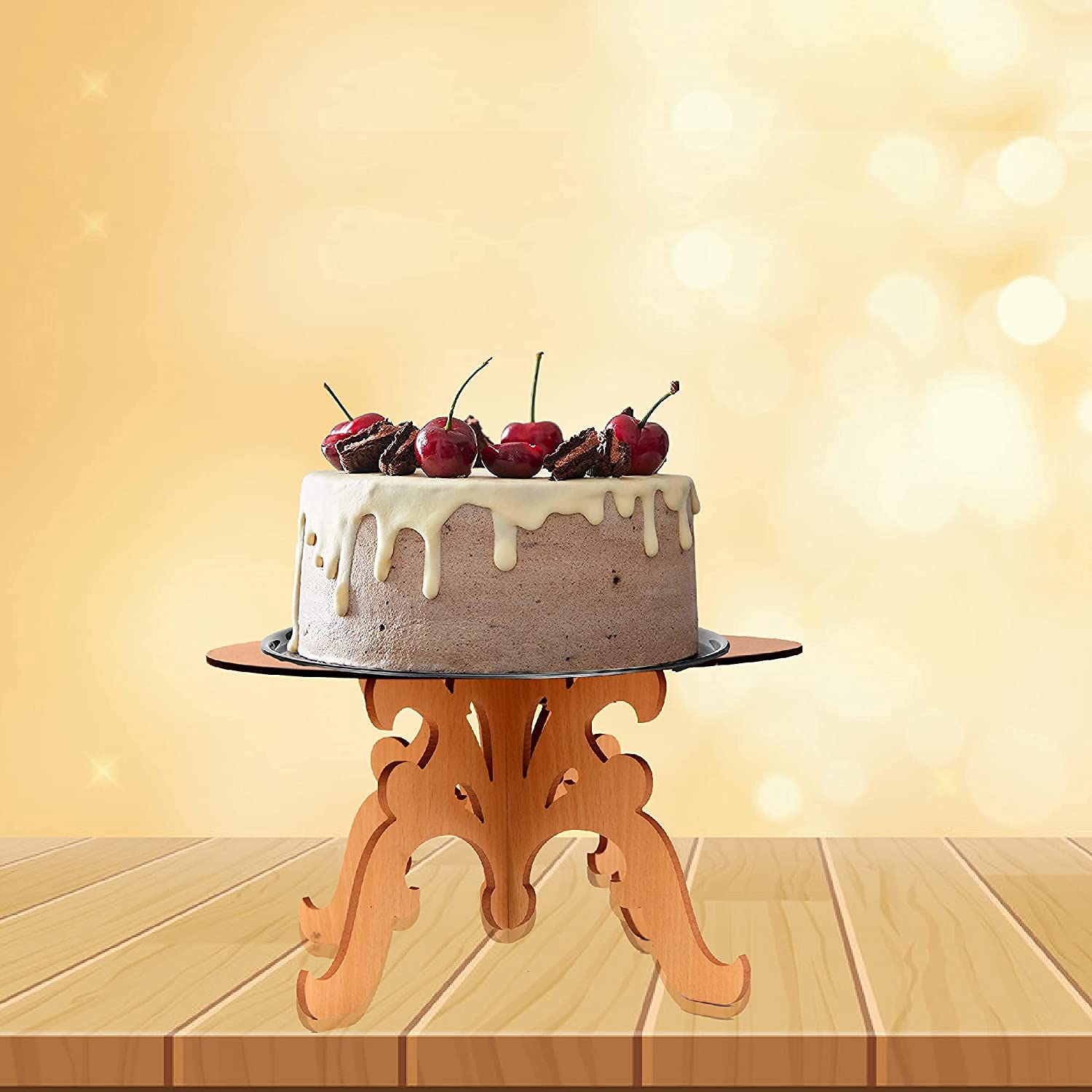 Laser Cut Wooden Decor Cake Stand Free Vector