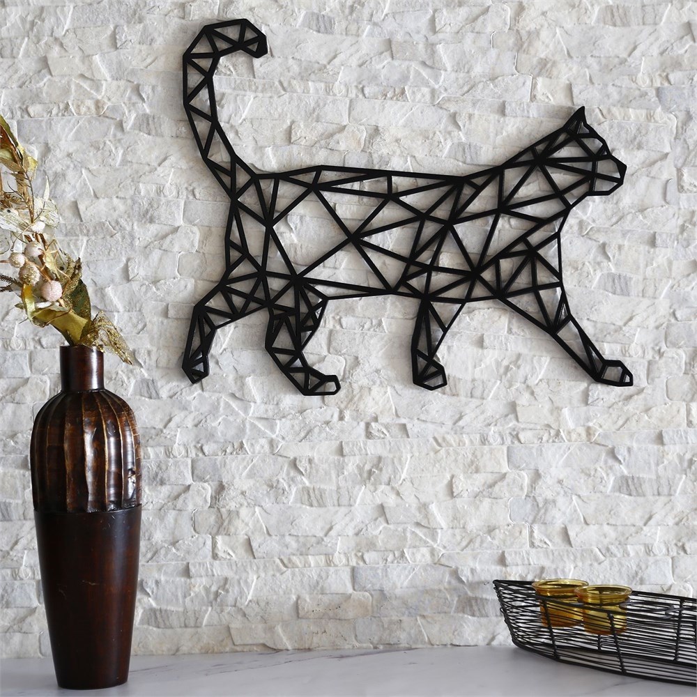 Patrón geométrico de decoración de pared de gato cortado con láser