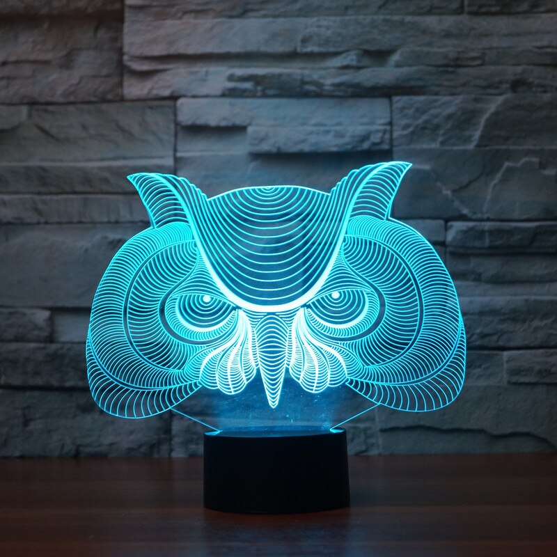 لامپ رومیزی توهم سه بعدی جغد برش لیزری نور شب اکریلیک