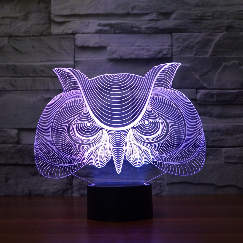 Laser Cut Owl 3D Illusion Desk Lamp Acrylic Night Light Free Vector