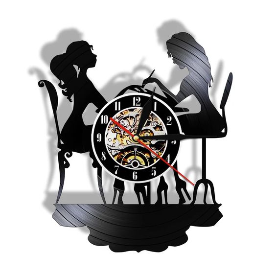 Лазерная резка Маникюрный салон Салон красоты Виниловая пластинка Настенные часы