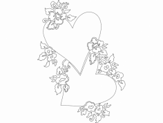 Arquivo dxf de coração e flores