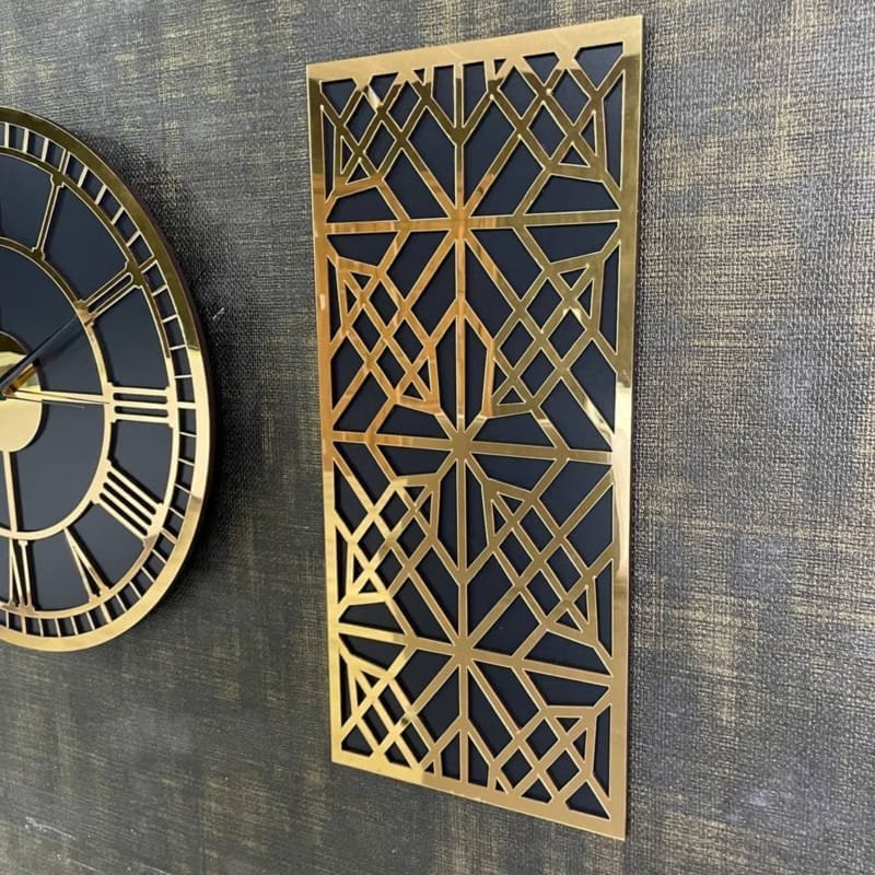 Laser Cut Majestic Roman Numeral 3 Piece Wall Clock, Modern Acrylic Mirror Large Clock