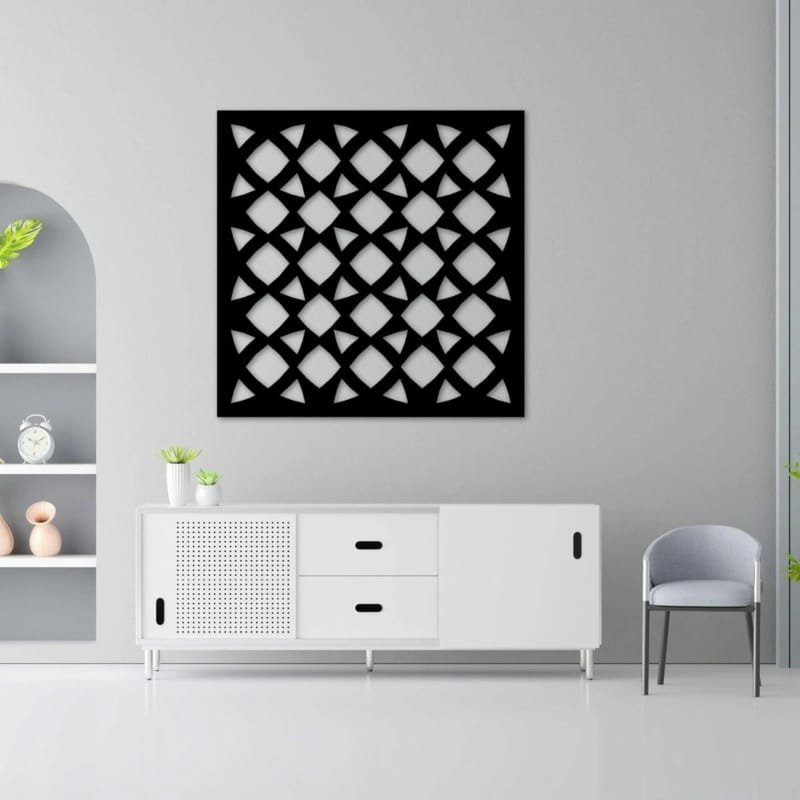 Laser Cut MDF Wood Wall Panel Hollow Square Design