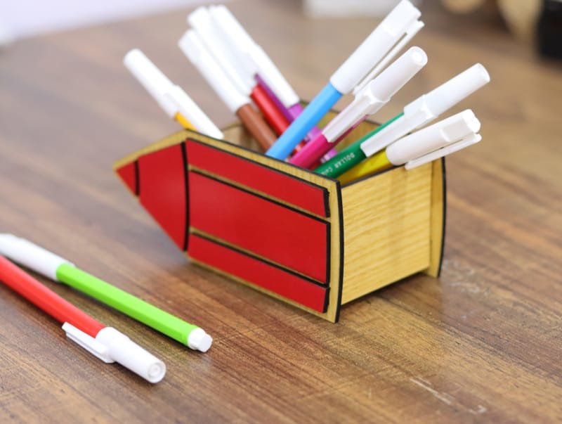 Laser Cut Pencil Shape Kids Pen Holder