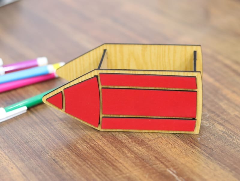 Laser Cut Pencil Shape Kids Pen Holder