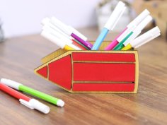 Laser Cut Pencil Shape Kids Pen Holder