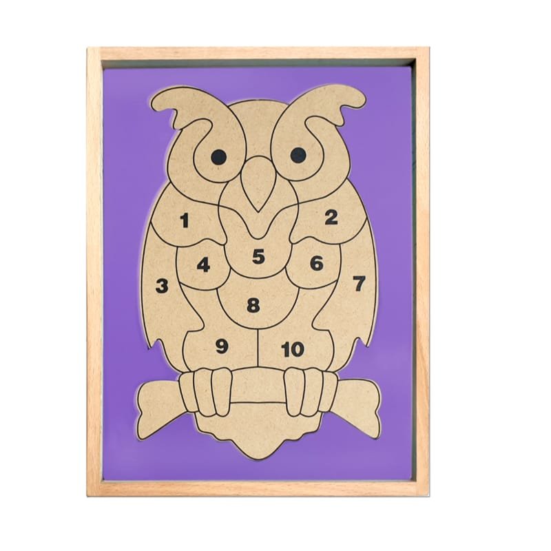 Laser Cut 3D Owl Puzzle Wooden Number Jigsaw Puzzle 1-10 Montessori Toddler Toy