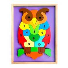 Laser Cut 3D Owl Puzzle Wooden Number Jigsaw Puzzle 1-10 Montessori Toddler Toy